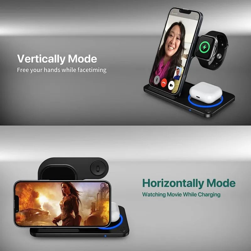 2025 Magnetic Wireless Charger – 15W Fast Charging Station for Phone, Smart Watch & Earphones