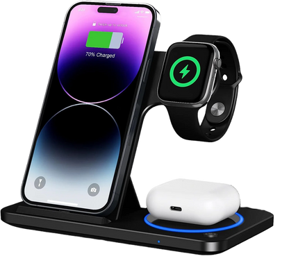 2025 Magnetic Wireless Charger – 15W Fast Charging Station for Phone, Smart Watch & Earphones
