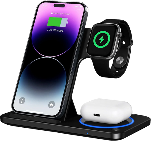 2025 Magnetic Wireless Charger – 15W Fast Charging Station for Phone, Smart Watch & Earphones